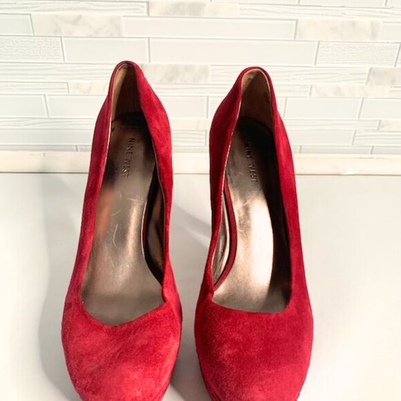Nine West Cranberry Suede Platform Heels - Picture 5 of 6